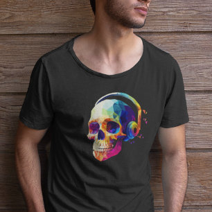 Camiseta Calavera con audífonos - Dj Skull Resumen masculin