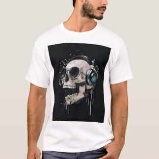Camiseta calavera con auriculares