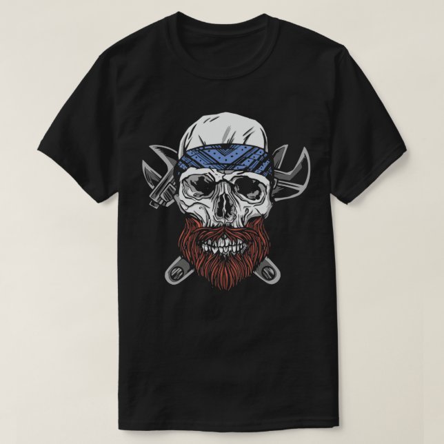Camiseta Calavera con barba 6 (Diseño del anverso)