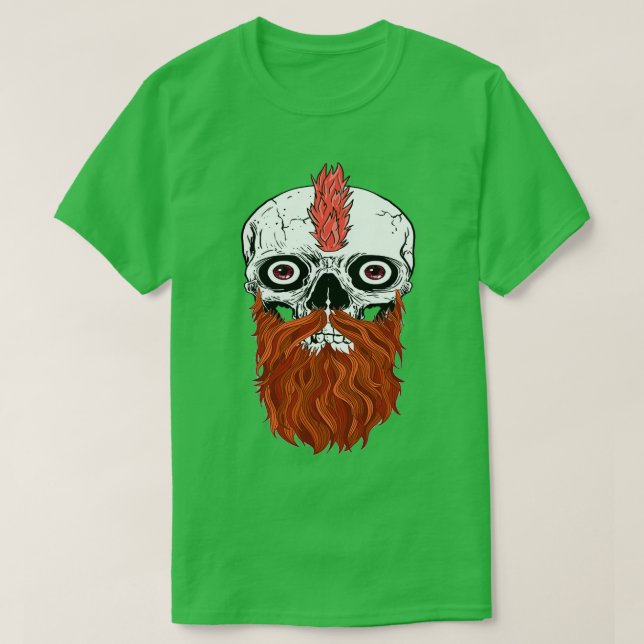 Camiseta Calavera con barba de cráneo rojo 1 (Diseño del anverso)