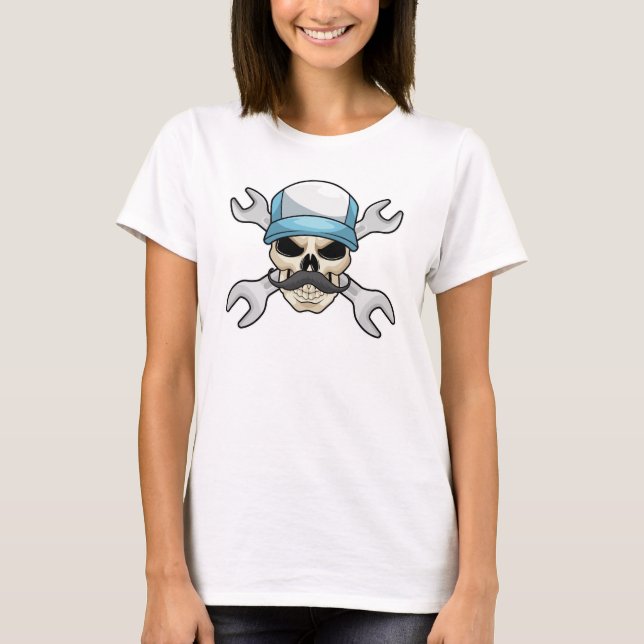 Camiseta Calavera con bigote y llave (Anverso)