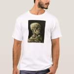 Camiseta Calavera con cigarrillo de Van Gogh<br><div class="desc">Pinturas expresionistas de Van Gogh: Calavera con pintura de lienzos de cigarrillos en llamas</div>