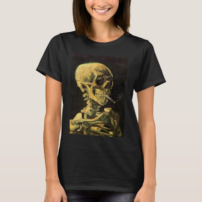Camiseta Calavera con cigarrillo en llamas por Vincent van  (Anverso)