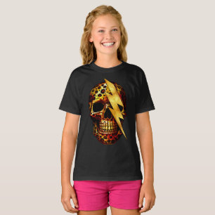 Camiseta Calavera con estampado de leopardo y destellos dor