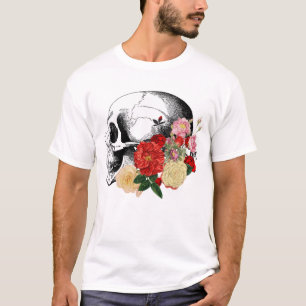 Camiseta Calavera con flores de colores.
