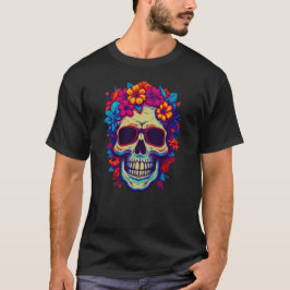 Camiseta Calavera con flores de colores