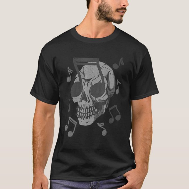 Camiseta Calavera con gafas de sol en forma de nota (Anverso)