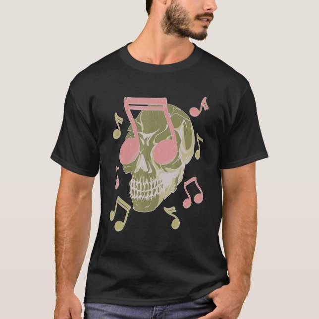 Camiseta Calavera Con Gafas De Sol En Forma De Nota (Anverso)