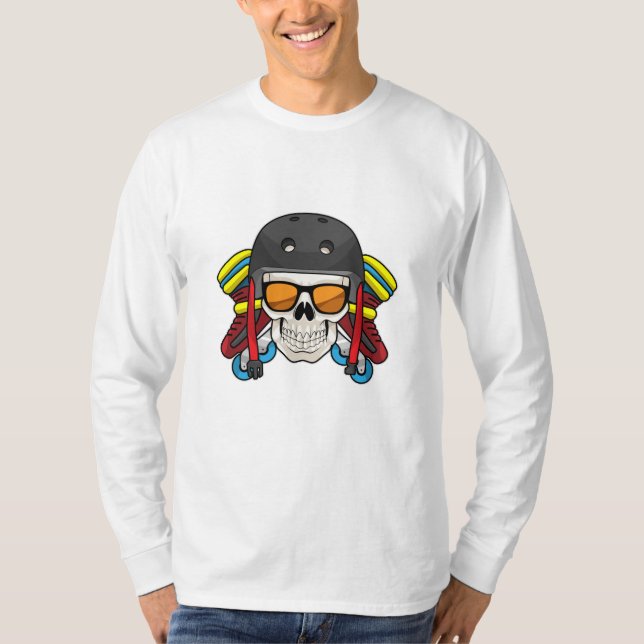 Camiseta Calavera con gafas de sol y patines en línea (Anverso)