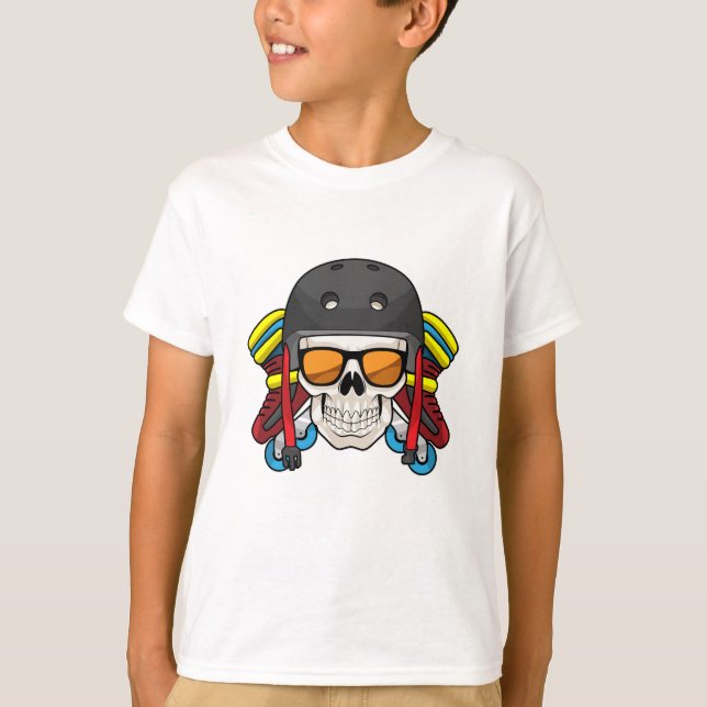 Camiseta Calavera con gafas de sol y patines en línea (Anverso)