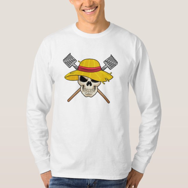 Camiseta Calavera con Gorra como granjero con torta (Anverso)