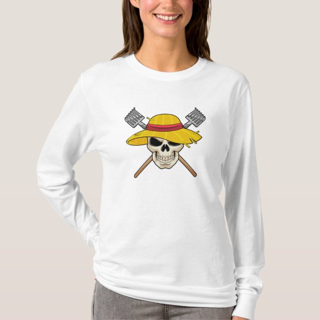 Camiseta Calavera con Gorra como granjero con torta (Anverso)