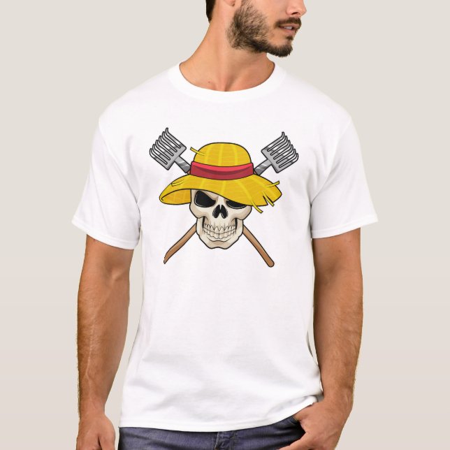 Camiseta Calavera con Gorra como granjero con torta (Anverso)