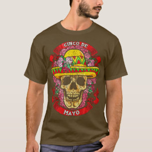 Camiseta Calavera con Gorra mexicano Cinco De Mayo