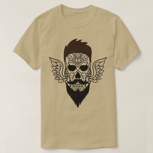 Camiseta Calavera Con Hipster De Barba 1 (Diseño del anverso)
