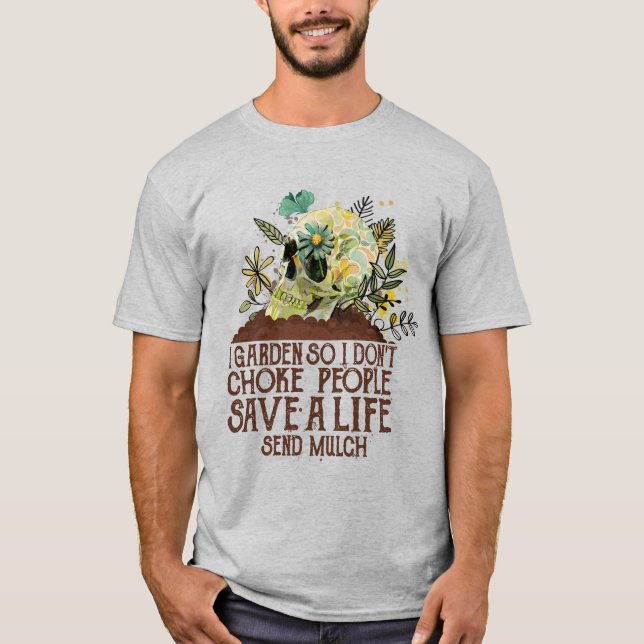 Camiseta Calavera con jardín para que no ahogue a la gente  (Anverso)