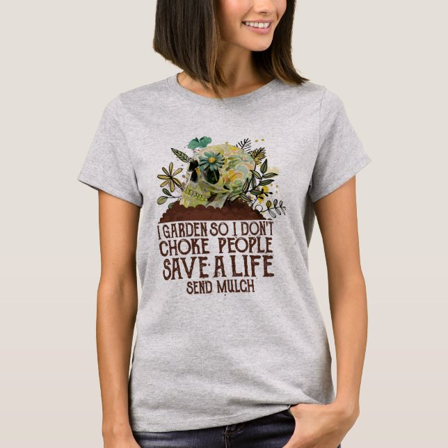 Camiseta Calavera con jardín para que no ahogue a la gente  (Anverso)