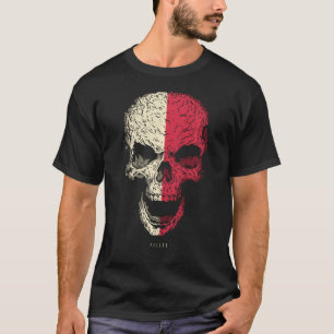 Camiseta Calavera con la bandera polaca esqueleto raíces po