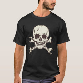 Camiseta Calavera con llave mecánica de apoyo