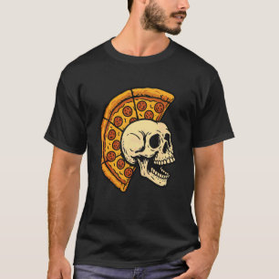 Camiseta Calavera con Mohawk de Pizza Divertida Comida Punk