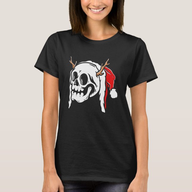 Camiseta Calavera con Navidades de Santa Hat Pajama Skeleto (Anverso)