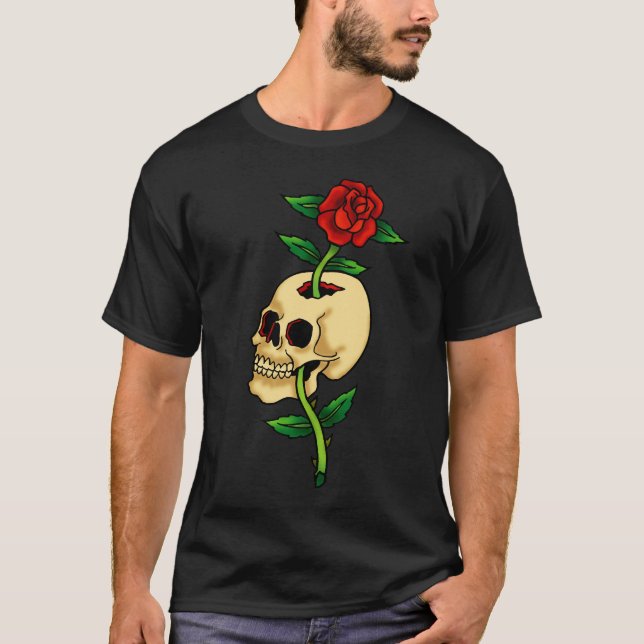 Camiseta Calavera con Rosa (Anverso)