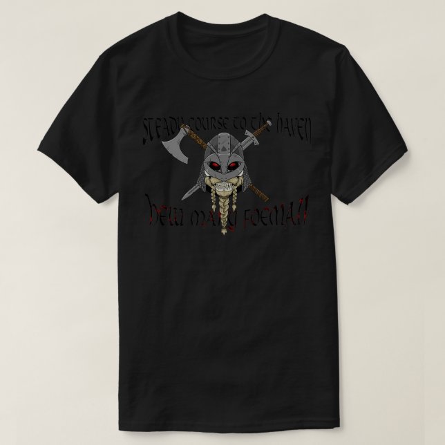 Camiseta Calavera con temática vikinosa y huesos cruzados (Diseño del anverso)