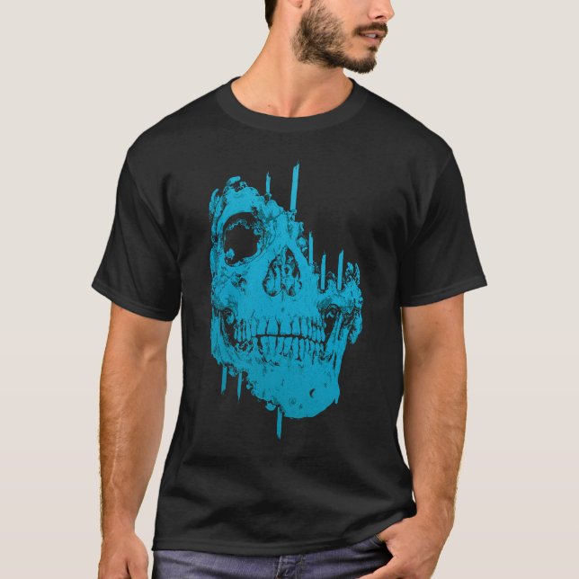 Camiseta Calavera congelada: Descomposición azul inquietant (Anverso)