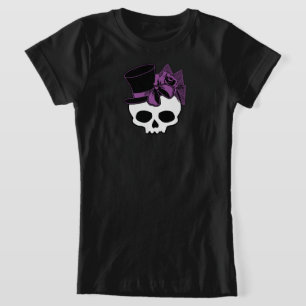 Camiseta Calavera Cubierta Con Rosa Púrpura De Sombrero Sup