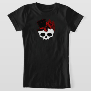 Camiseta Calavera Cuta Con Sombrero Superior Rosa De Color 