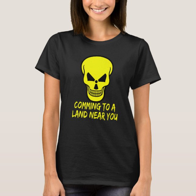 Camiseta Calavera de advertencia radiactiva llega a tierra  (Anverso)