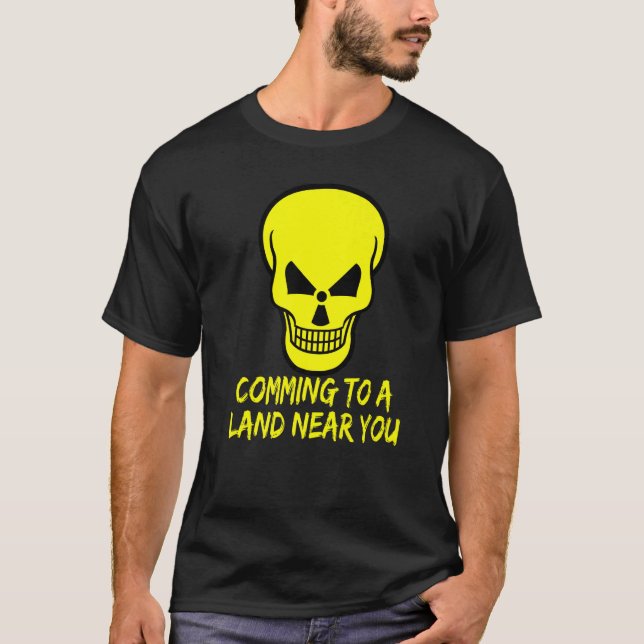 Camiseta Calavera de advertencia radiactiva llega a tierra  (Anverso)