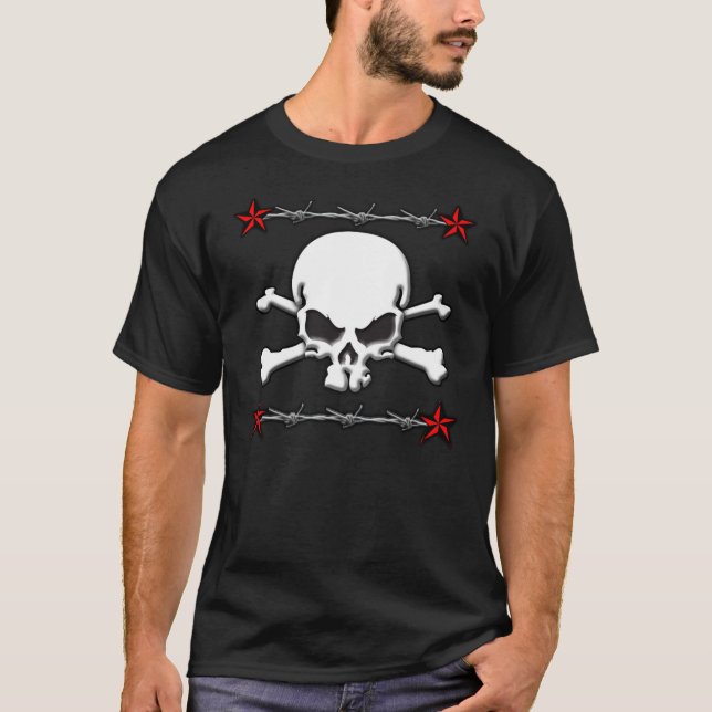 Camiseta Calavera de alambre/Camiseta de los huesos cruzado (Anverso)