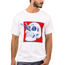 Calavera de artista con lápices y pinceles