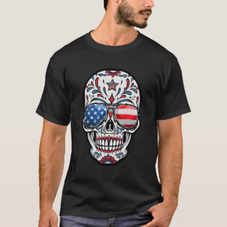 Camiseta Calavera De Azúcar 4 De Julio Bandera Estadouniden