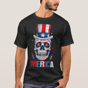 Camiseta Calavera de azúcar 4 de julio Infierno Patriótico