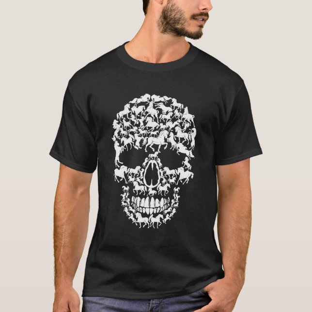Camiseta Calavera de azúcar Caballo Mexicano Hueso Hallowee (Anverso)