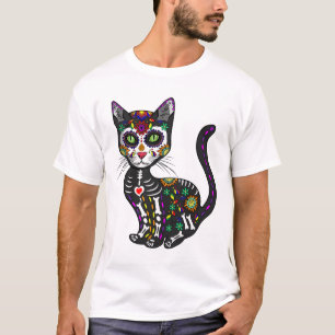 Camiseta Calavera De Azúcar Cato Mexicano Halloween Día Del