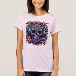 Camiseta Calavera de Azúcar Colorida de Halloween Día de Mu