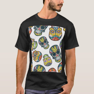 Camiseta Calavera de azúcar colorida: patrón intrincado.