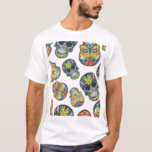 Camiseta Calavera de azúcar colorida: patrón intrincado.