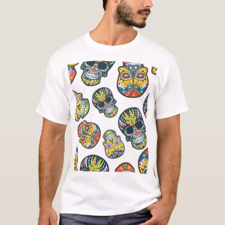 Camiseta Calavera de azúcar colorida: patrón intrincado.