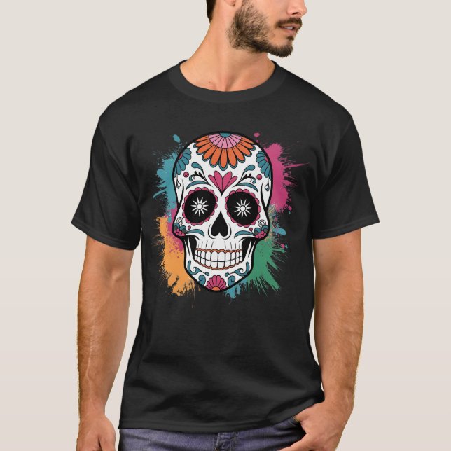 Camiseta Calavera de azúcar colorida - Regalos de cráneo (Anverso)