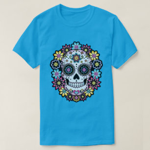 Camiseta Calavera de azúcar con flores de colores