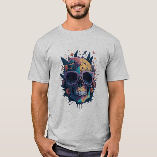 Camiseta Calavera De Azúcar Con Gafas Y Flores (Anverso)