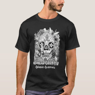 Camiseta Calavera De Azúcar De Flor Usamos Gris Para Aphasi