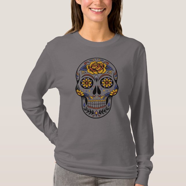 Camiseta Calavera de azúcar de Halloween (Día de Muertos) (Anverso)