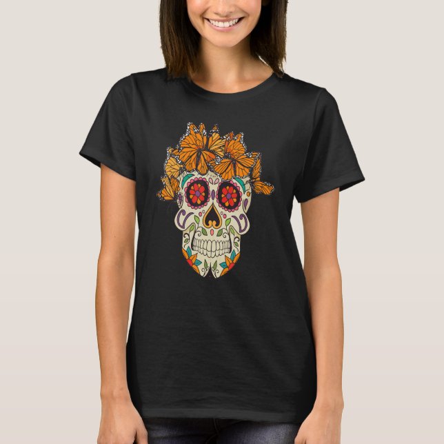 Camiseta Calavera de azúcar de la mariposa monarca (Anverso)