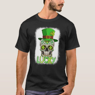 Camiseta Calavera de azúcar de suerte Leprechaun Gorra San