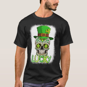 Camiseta Calavera de azúcar de suerte Leprechaun Gorra San